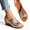 Brown, variant on Women's Croc-Embossed Wedge Mule Sandals, Open Toe Slip-On Platform Heels, Metallic Summer Shoes, Women's Sandals, Women's Slippers