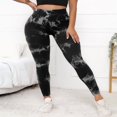 thumbnail image 4 of Tie Dye Hidden Scrunch Leggings for Women Tummy Control Butt Lifting Yoga Pants High Waist Compression Workout Tight,M,Black, 4 of 7