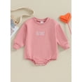 thumbnail image 2 of Bagilaanoe Newborn Baby Girl Oversized Romper Sweatshirt Long Sleeve Bodysuits Letter Embroidery Pullover 3M 6M 12M 18M Infant Casual Tee Tops, 2 of 7