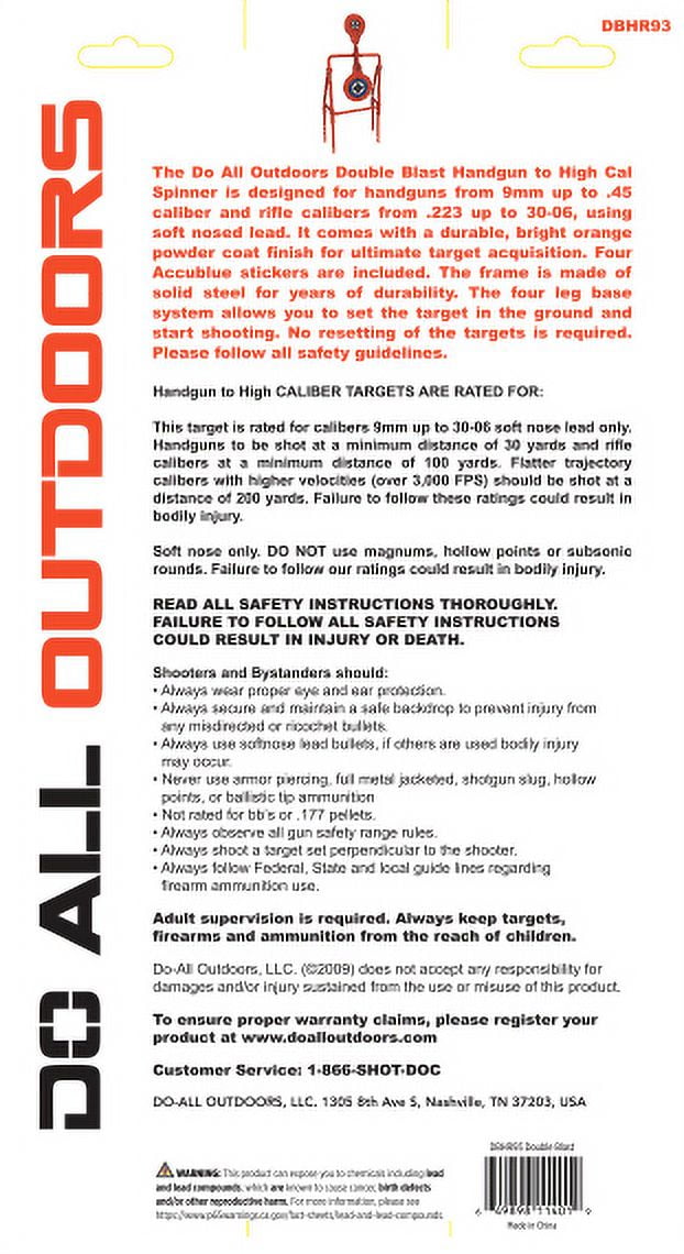 Do All Outdoors Double Blast High Cal Spinner Shooting Target 7.4 LBS