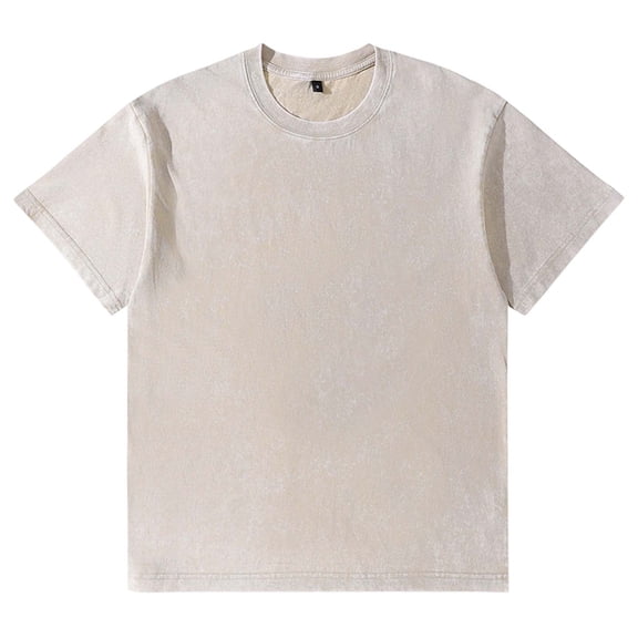 JIAYUE Men's Tees Classic Washed Soft Solid Color Short Sleeve Crew Neck Tops With Relaxed Fit Drop Shoulder For Daily Comfortable Wear