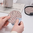 thumbnail image 6 of 6 Pce Leather Coasters 3.9in With Coasters Storage Box Antifouling And Antiscalding For Dining Room Kitchen Office Bedroom Living Room Leopard Skin Print Style Pink_4, 6 of 8