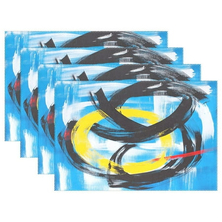 

Dynamic Abstract Art 4-Piece 12x18in Heat-Proof Place Mats Set Non-Slip for Family Dining