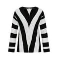 thumbnail image 4 of Women's Plus Size Sweater Plaid Knit Pullover Long Sleeve Loose Patchwork Jumper Fall Ladies V Neck Tops (L, Black), 4 of 6