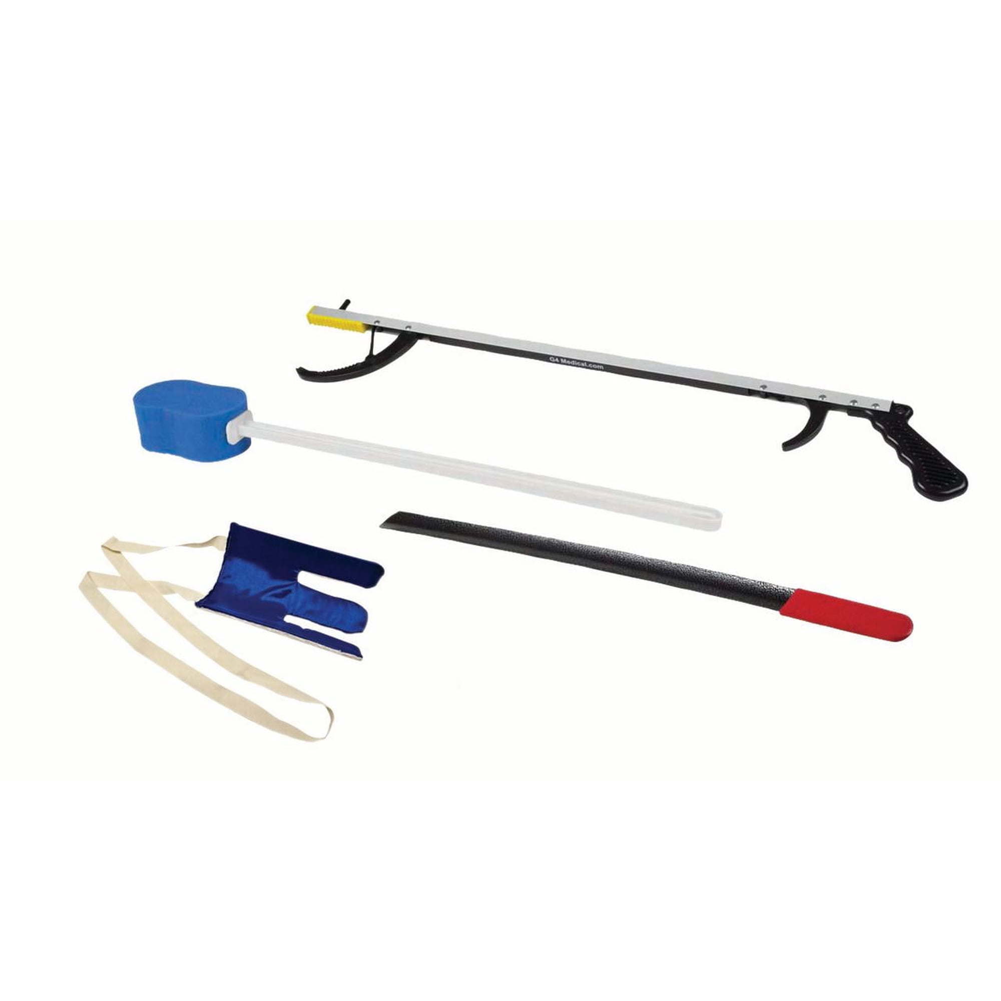 FabLife Hip Kit Daily Living Aids for Mobility, Hip Replacement Recovery, Knee and Back Surgery Includes Grabber Reacher, Bath Sponge Stick, Flexible Sock Aid, Shoehorn