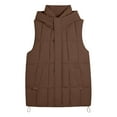 thumbnail image 4 of HOWPAY Long Puffer Vest Women Lightweight Sleeveless Quilted Packable Puffy Jacket Casual Zip up Hooded Solid Color Coat with Pockets Warm Winter Outerwear Coffee L, 4 of 4