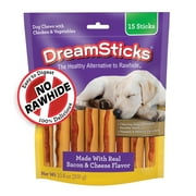 DreamBone DreamSticks with Real Bacon and Cheese Flavor, Rawhide Free Dog Chew Sticks 15 Sticks