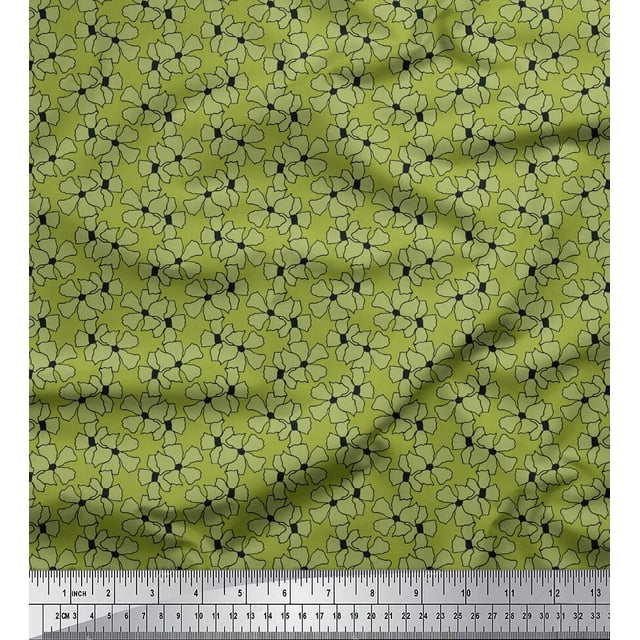 Soimoi Green Georgette Viscose Fabric Diamond Geometric Print Fabric by the Yard 42 Inch Wide