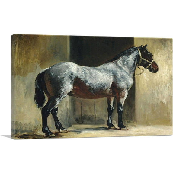 ARTCANVAS Horse Attached At The Door of The Stable Canvas Art Print by Theodore Gericault - Size: 26" x 18" (0.75" Deep)