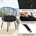 thumbnail image 2 of LOGYAT Boho 3 Piece Bistro Set, Modern Outdoor Wicker Patio Furniture, Two Chairs and a Tempered Glass Top Table, Natural Rattan， Black Cushion, 2 of 6