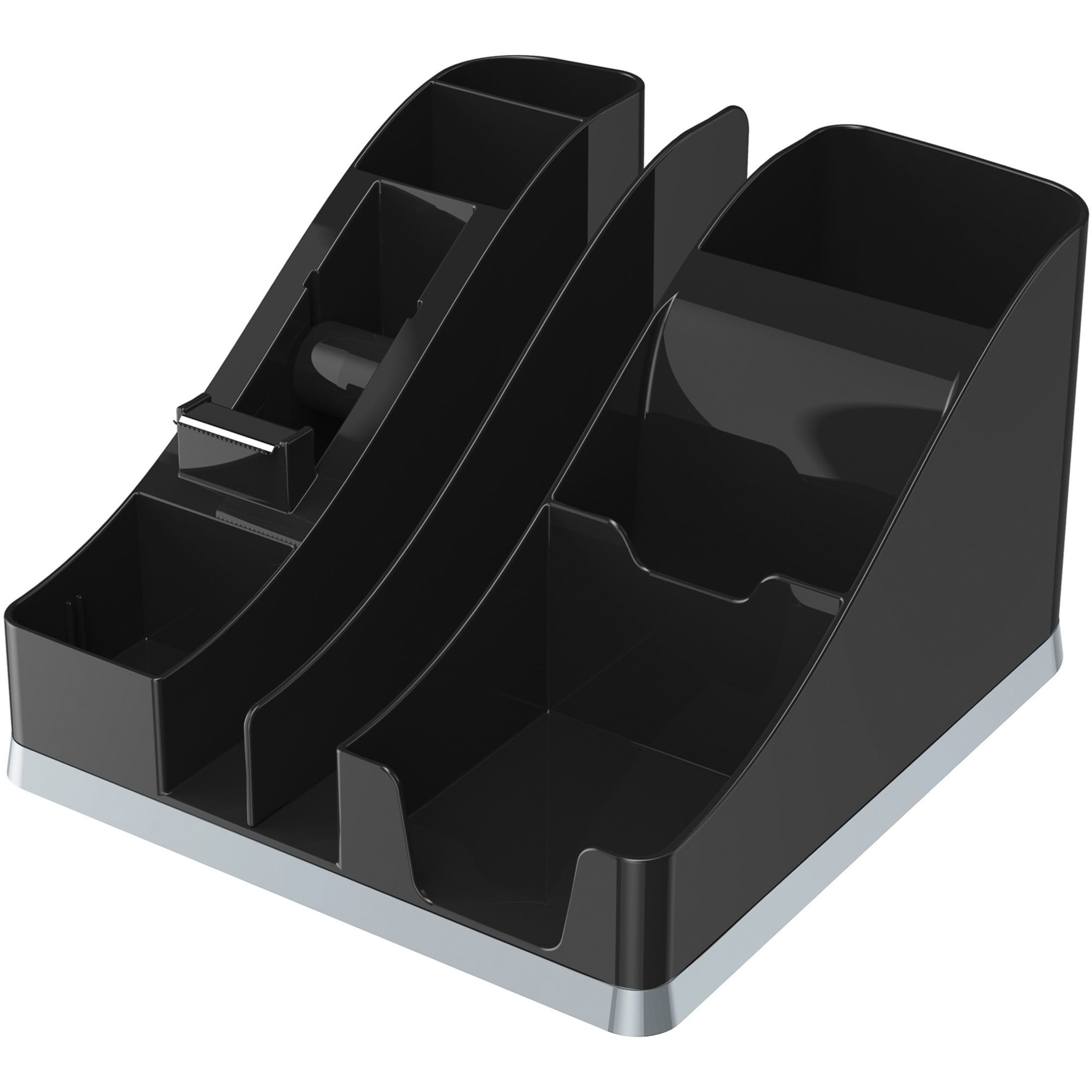 Deflecto All-In-One Caddy, 8 1/8 x 9 1/8 x 5 3/16, Black/Silver