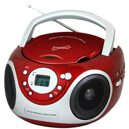 Supersonic SC505RD CD/MP3 Boombox with AM/FM Radio- Red Brand New