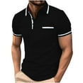 thumbnail image 2 of Odbmxy Short Sleeve Shirts for Men Polo Big and Tall Tee Shirts for Men Solid Patchwork Button Regular Casual Shirts, 2 of 9