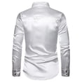 thumbnail image 3 of Tisuna Mardi Gras Men's Shirts Solid Color Slim Fit Turn Down Long Sleeve Top Blouse Comfort Fit Leisure Gentleman Carnival Disco Daily Wear T Shirt White Size Xxl, 3 of 4