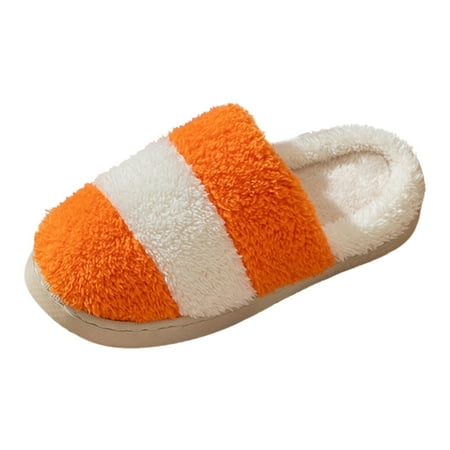 

NECHOLOGY Flip Flop Slippers for Women Winter Couples Women Warm Home Baotou Plush Women s Slippers with Rubber Soles Shoes Orange 6.5
