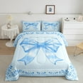 thumbnail image 2 of Castle Fairy Cartoon Bow 3-Piece Full Size Comforter Sets,Blue Bowknot Bedding Comforter Set,Chic Flower Lightweight Bedding Sets,Luxury Girls Bedroom Decor, 2 of 8