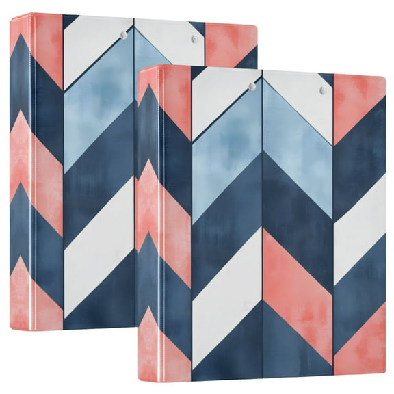 FORMRS 3 Ring Binder 1.5 inch with Pockets Set of 2 Clip Board 200 Sheets Capacity, Blue Geometric