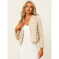 thumbnail image 2 of DARING DIVA Women's Long Sleeve Collarless Shaggy Soft Faux Fur Coat M Apricot, 2 of 6