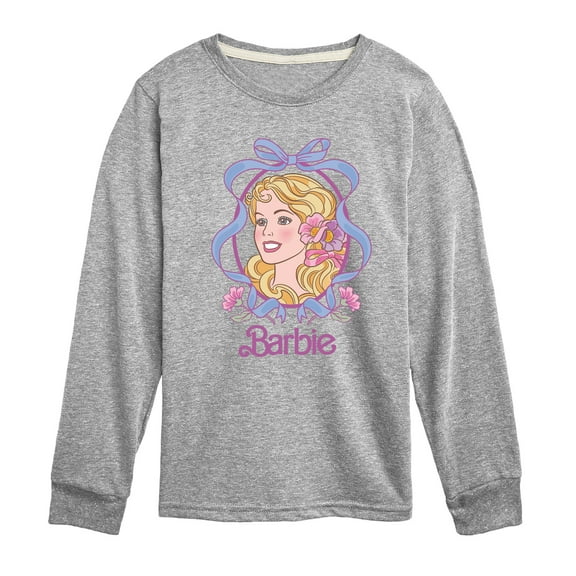 Barbie - Portrait Floral Bow - Youth Boys Long Sleeve Graphic T-Shirt