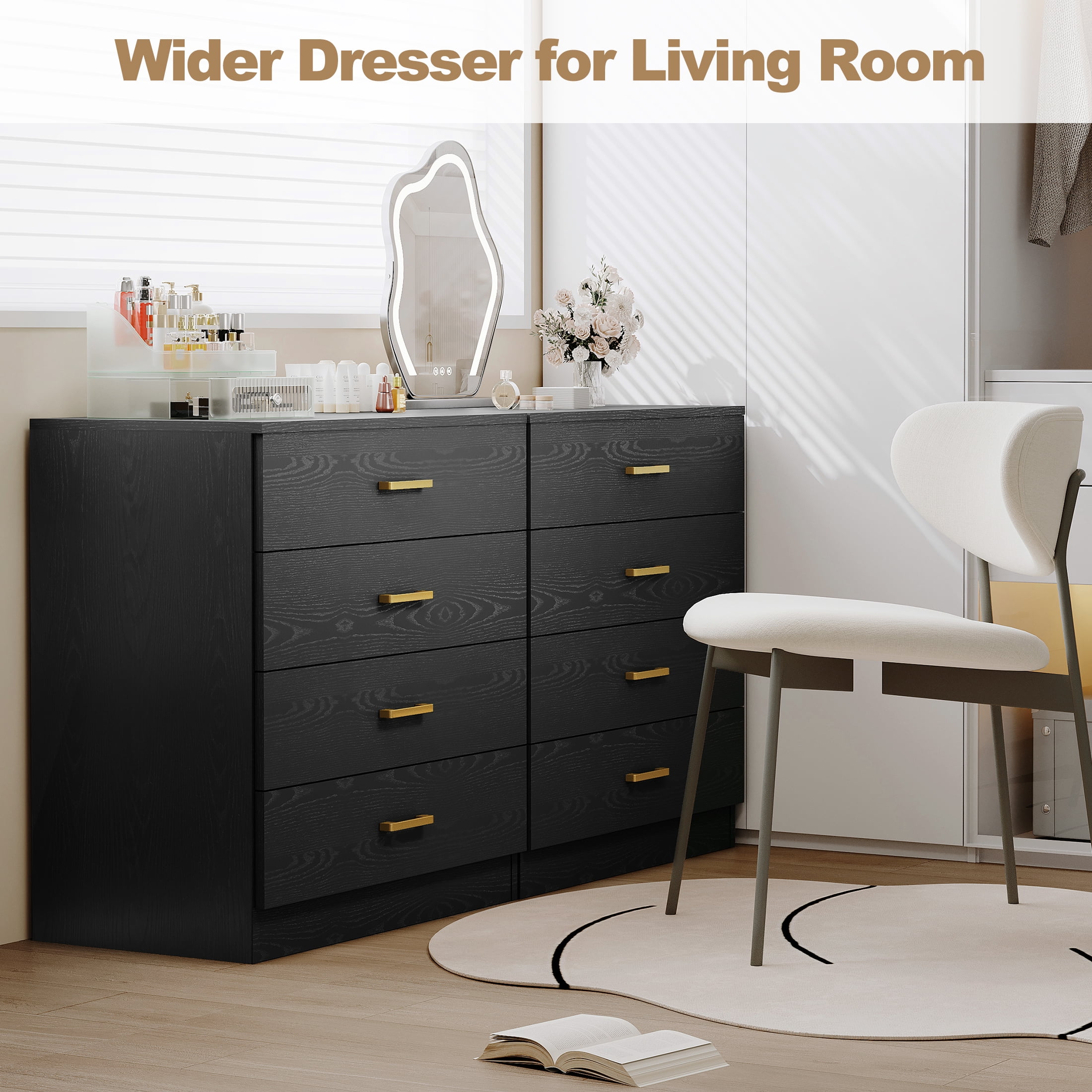 4 Drawers Dresser Bedside Night Stand for Bedroom, Closet, Entryway, Hallway, Black