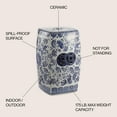 thumbnail image 6 of JONATHAN Y Floral Vine 18.5" Chinoiserie Ceramice Square Garden Stool, Blue/White, 6 of 6