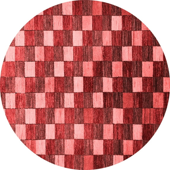 Ahgly Company Indoor Round Checkered Red Modern Area Rugs, 7' Round