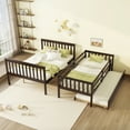 thumbnail image 5 of Bellemave Bunk Bed with Trundle, Twin Over Full Wood Bunk Bed with Twin Size Trundle, Rubber Wood Bunk Bed Frame with Guardrail and Ladder Convertible 3 Bed in 1 Bunk Bed, Espresso, 5 of 10