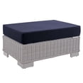thumbnail image 1 of Conway Sunbrella Outdoor Patio Wicker Rattan Ottoman In Light Gray Navy, 1 of 7