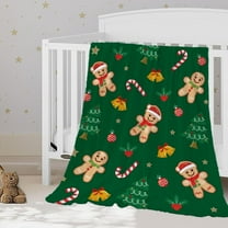 Christmas Throw Blanket Baby Small Green Gingerbread Man Blanket for Toddler Swaddle Pet Crib Soft Lightweight Fuzzy Plush Fleece Blankets and Throws Xmas Winter Holiday Blanket 30x40
