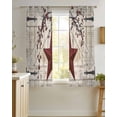 thumbnail image 4 of Texas Star Vintage Sheer Curtains 39 Inch Length 2 Panels Set for Living Room/Bedroom, Red Retro Berry Beige Wooden Kitchen Curtains Grommet Semi-Sheer Curtains Drapes Window Treatments 27.5"x39"x2, 4 of 7