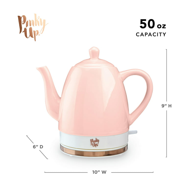 Pinky Up Noelle 1.5 L Ceramic Electric Tea Kettle, Pink, Rose Gold