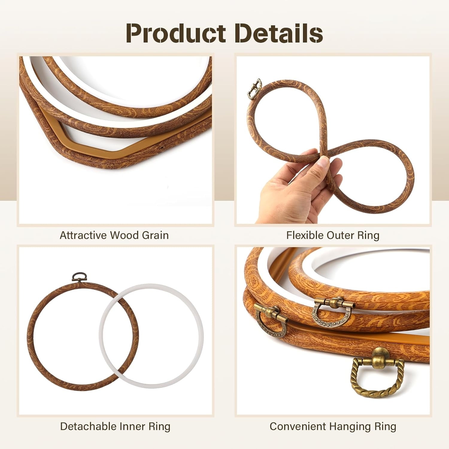 9 Pcs Embroidery Hoop Frame Set,Decorative Embroidery Hoop Display Frame for Art Craft Sewing Decorative Ornaments, Circle, Oval, Octagonal Embroidery Hoops,Mixed Sizes