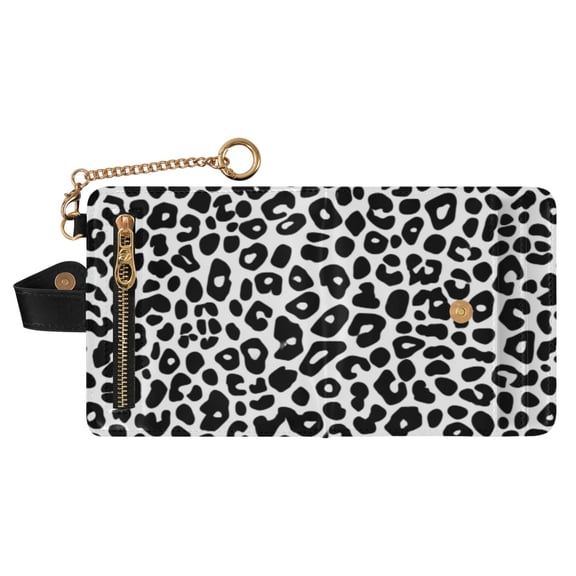 Small Wallet For Women Bifold Leather Pocket Coin Credit Card Holder With RFID Blocking Pure White Dark Black Pattern