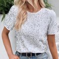 thumbnail image 5 of BinBiL womens summer tops Womens Full Sequin Sparkle Tops Shimmer Glitter Round Neck Short Sleeve Shirt Summer Disco Party Tee Shirts Tunic Blouse White 16-18(XL), 5 of 5