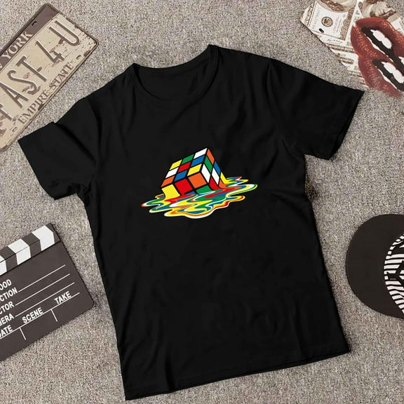 New Limited Melting Cube Funny Retro Gaming Rubiks T-Shirt unisex up to 5XL