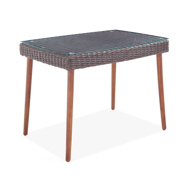 Athens All-Weather Wicker Outdoor 26"H Cocktail Table with Glass Top
