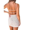 thumbnail image 4 of Coduop Women Floral Sling Cami Dress,Spaghetti Straps Backless Lace Patchwork Short Mini Dress, 4 of 9