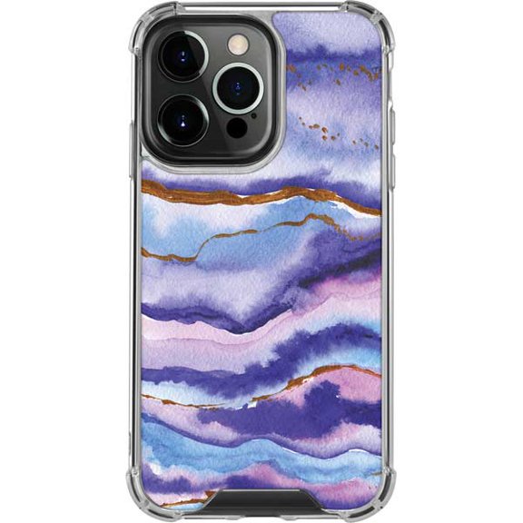 Skinit Blue Violet Watercolor Geode iPhone 14 Pro Clear Case