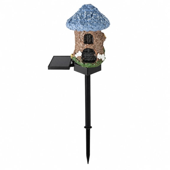 Solar Garden Fairy House Stake Lights Outdoor Decorative Resin Cottage with Solar Panel for Patio Pathway and Fall Halloween Yard Decor Supplies
