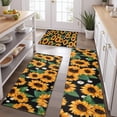 thumbnail image 2 of Black Orange White Flower Green Leaf Sunflower Pattern Kitchen Rugs Sets Of 3,Kitchen Runner Rugs Non Skid Washable,Decorative Kitchen Floor Mats for Kitchen,Sink,Laundry,17"x30"+ 17"x47" + 17"x59", 2 of 6
