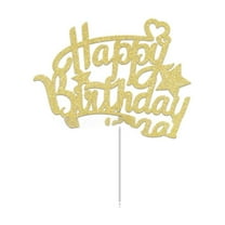 Lssam 10-Piece Birthday Party Decor Set Acrylic Gold Happy Birthday Cake Topper and Sign for Women Girls Celebration