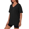 thumbnail image 2 of Fantaslook Casual Women T Shirts Short Sleeve Summer Tops Loose Fit V Neck Shirts Basic Tees Gym Workout Clothes, 2 of 9