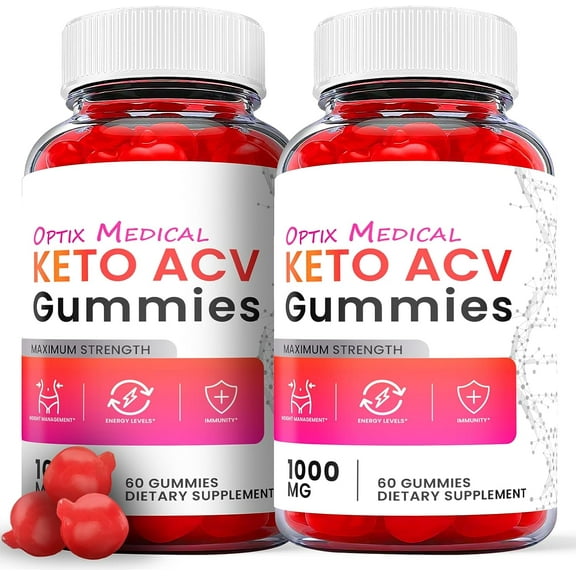 (2 Pack) Optix Medical Keto ACV Gummies - Apple Cider Vinegar Supplement for Weight Loss - Energy & Focus Boosting Dietary Supplements for Weight Management & Metabolism - Fat Burn - 120 Gummies