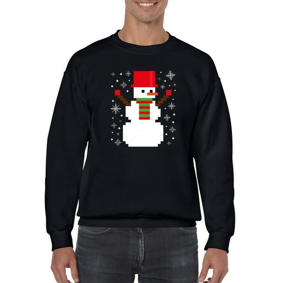 Pixeled Snowman Men Sweatshirt, Male Small