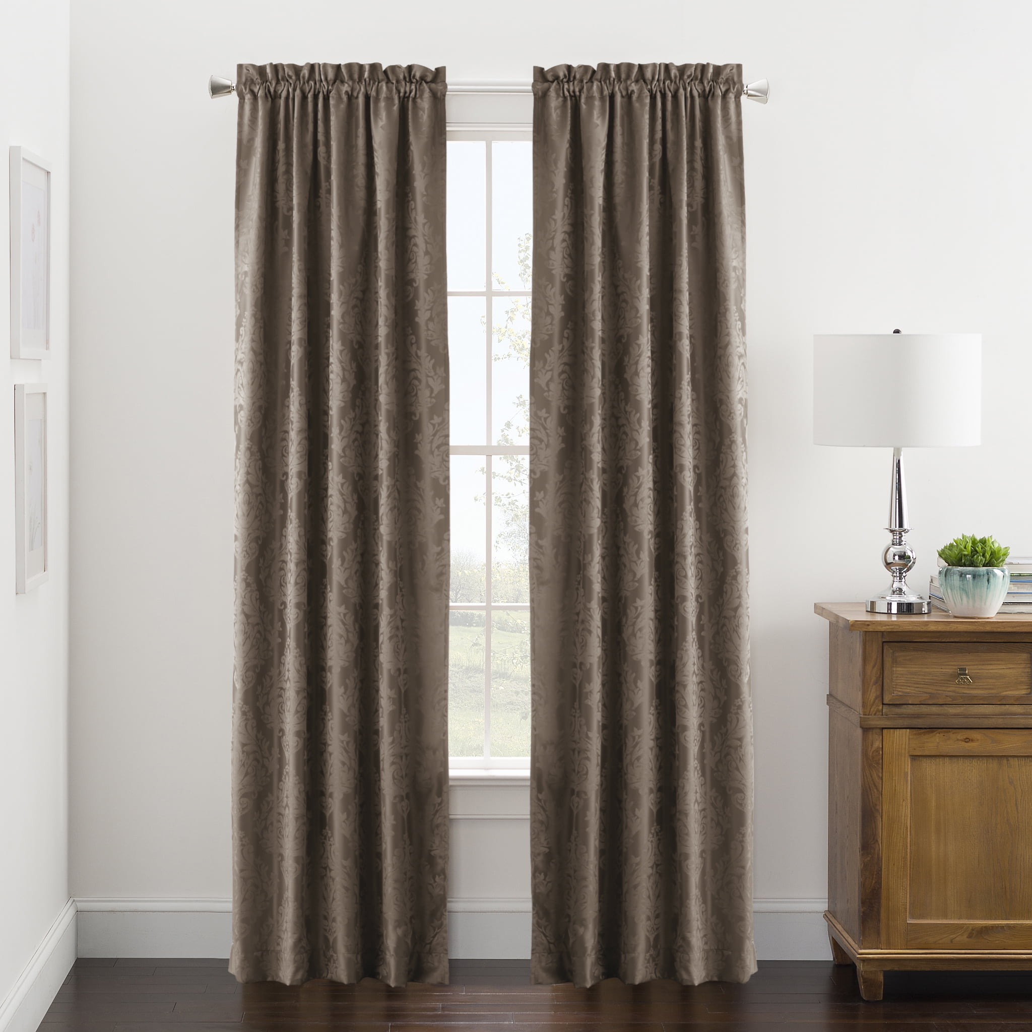 Mainstays Traditional Damask Jacquard Light Filtering Rod Pocket