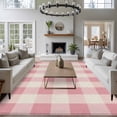 thumbnail image 5 of Rectangle Rug 5x8ft Area Rug, Pastoral Pink Gingham Check Area Rugs for Living Room Bedroom, Vintage Linen Texture Floor Mat Non-Slip Non-Shedding Carpet Indoor Accent Rugs, 5 of 9
