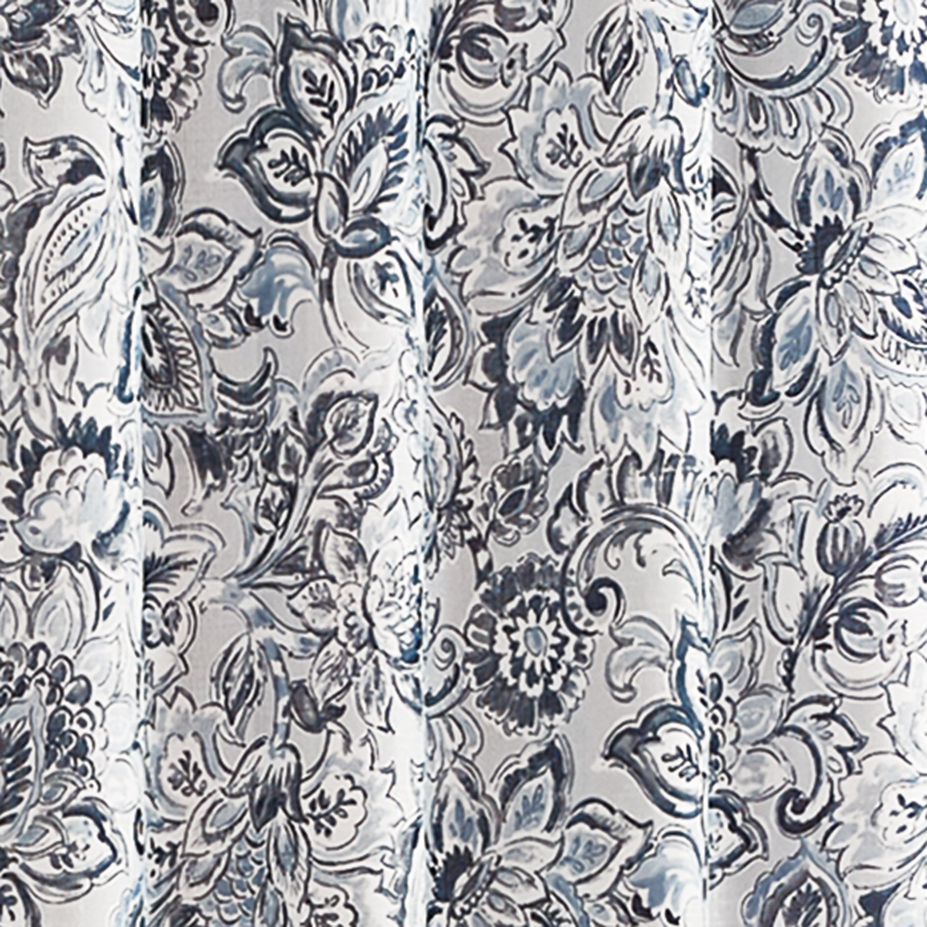 Mainstays Tille Light Filtering Curtain Panel Pair, Set of 2, Blue Jacobean, 37"W x 63"L