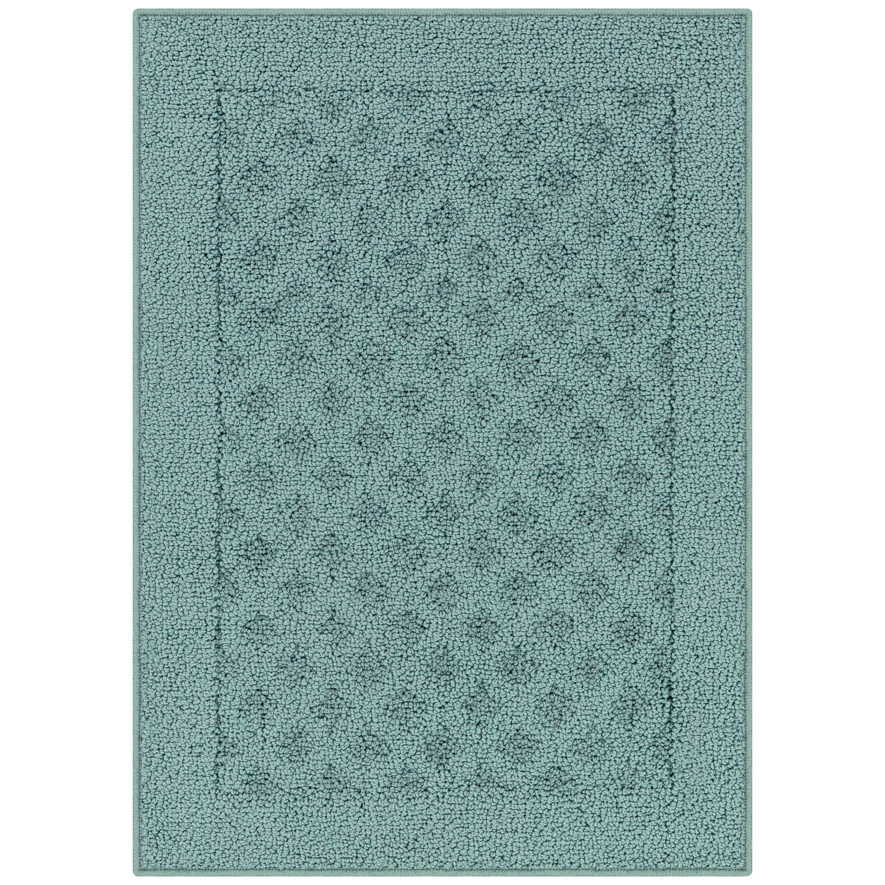Mainstays Dylan Solid Diamond Traditional Teal Blue Area Rug, 1'8"x2'6"