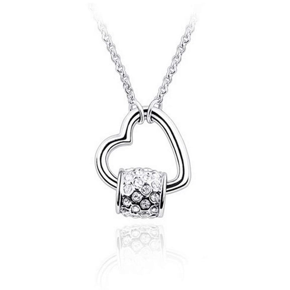 KATGI Fashion Austrian Crystals Rotate Heart Shape Pendant Necklace