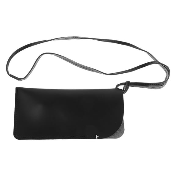 IBASETOY Portable Black PU Sunglasses Bag with Neck Strap Multi Functional Eyeglass Holder for Keys Phones